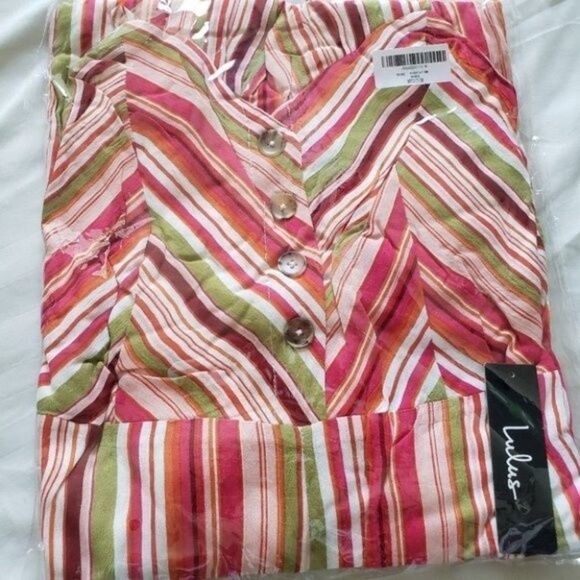 Lulu's Stripe Tie-Back Culotte Jumpsuit size Medium - Picture 8 of 12